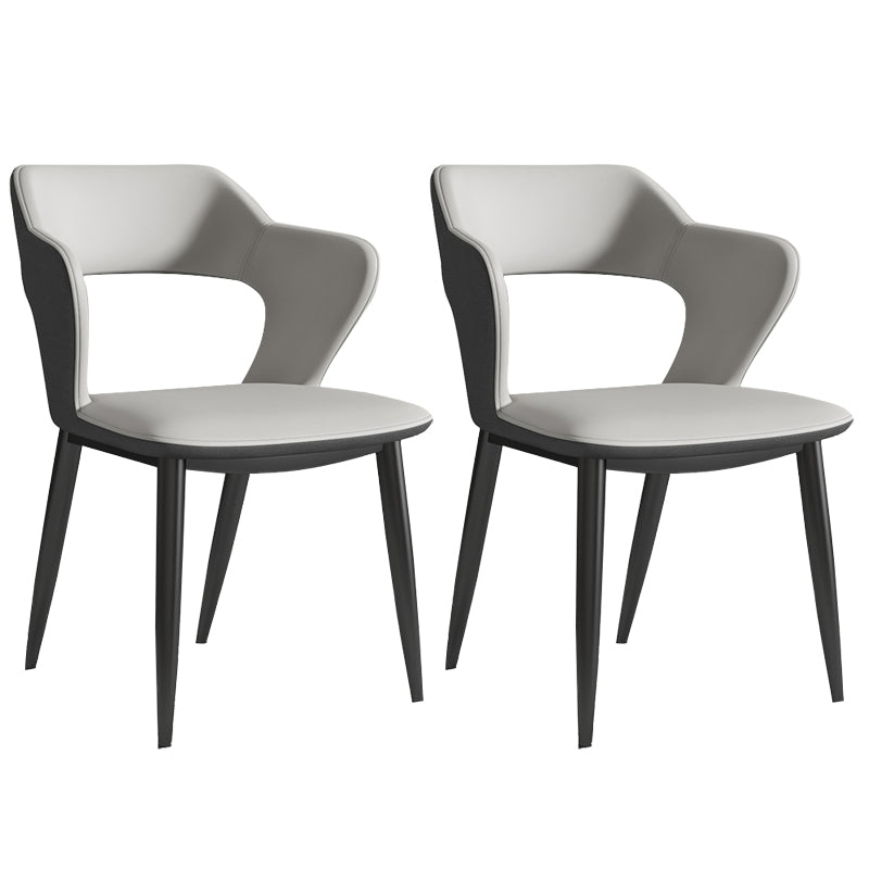 Nordic Metal Dining Chairs with Arm Indoor Open Back Dining Side Chair Grey 2 Piece Set Clearhalo ' kitchen&dining_furn' 'Dining Chairs' 'Dining Tables & Seating' 'dining_chair' 'furn' 'furn_dining_chair' 'Furniture' 'furniture_dining_chair' 'Kitchen & Dining Furniture' 'kitchen' 3540102