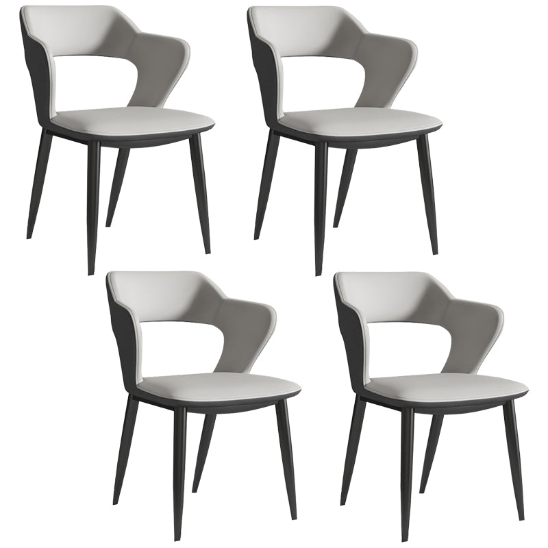 Nordic Metal Dining Chairs with Arm Indoor Open Back Dining Side Chair Grey 4 Piece Set Clearhalo ' kitchen&dining_furn' 'Dining Chairs' 'Dining Tables & Seating' 'dining_chair' 'furn' 'furn_dining_chair' 'Furniture' 'furniture_dining_chair' 'Kitchen & Dining Furniture' 'kitchen' 3540104