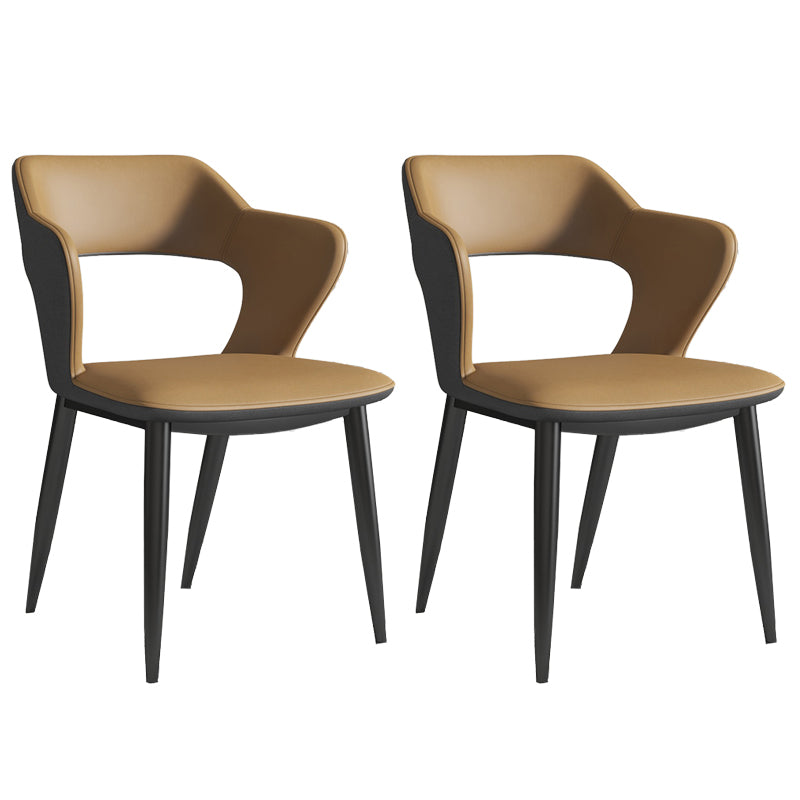 Nordic Metal Dining Chairs with Arm Indoor Open Back Dining Side Chair Khaki 2 Piece Set Clearhalo ' kitchen&dining_furn' 'Dining Chairs' 'Dining Tables & Seating' 'dining_chair' 'furn' 'furn_dining_chair' 'Furniture' 'furniture_dining_chair' 'Kitchen & Dining Furniture' 'kitchen' 3540108