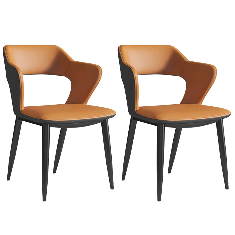 Nordic Metal Dining Chairs with Arm Indoor Open Back Dining Side Chair Orange 2 Piece Set Clearhalo ' kitchen&dining_furn' 'Dining Chairs' 'Dining Tables & Seating' 'dining_chair' 'furn' 'furn_dining_chair' 'Furniture' 'furniture_dining_chair' 'Kitchen & Dining Furniture' 'kitchen' 3540115