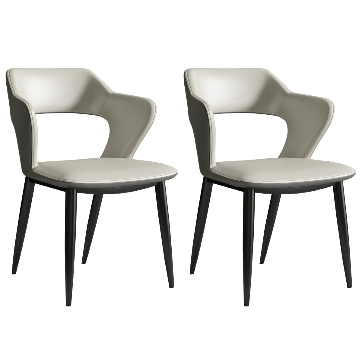 Nordic Metal Dining Chairs with Arm Indoor Open Back Dining Side Chair Light Gray 2 Piece Set Clearhalo ' kitchen&dining_furn' 'Dining Chairs' 'Dining Tables & Seating' 'dining_chair' 'furn' 'furn_dining_chair' 'Furniture' 'furniture_dining_chair' 'Kitchen & Dining Furniture' 'kitchen' 3540118