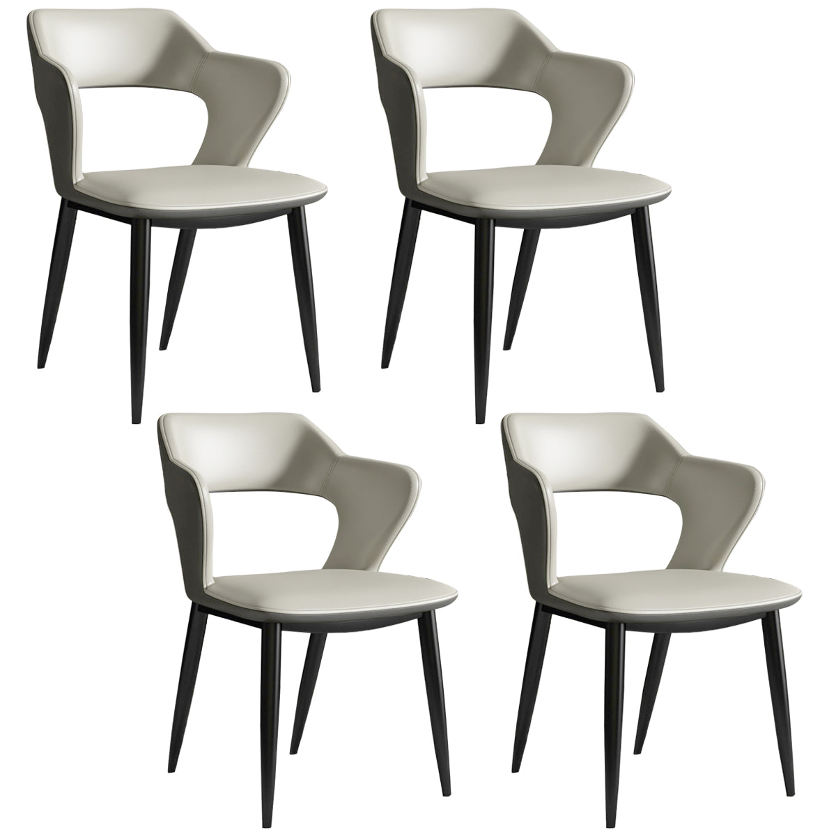 Nordic Metal Dining Chairs with Arm Indoor Open Back Dining Side Chair Light Gray 4 Piece Set Clearhalo ' kitchen&dining_furn' 'Dining Chairs' 'Dining Tables & Seating' 'dining_chair' 'furn' 'furn_dining_chair' 'Furniture' 'furniture_dining_chair' 'Kitchen & Dining Furniture' 'kitchen' 3540119