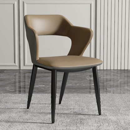 Nordic Metal Dining Chairs with Arm Indoor Open Back Dining Side Chair Brown 1 Piece Clearhalo ' kitchen&dining_furn' 'Dining Chairs' 'Dining Tables & Seating' 'dining_chair' 'furn' 'furn_dining_chair' 'Furniture' 'furniture_dining_chair' 'Kitchen & Dining Furniture' 'kitchen' 3540123