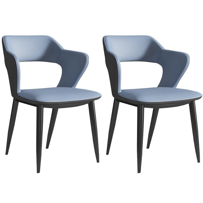 Nordic Metal Dining Chairs with Arm Indoor Open Back Dining Side Chair Blue 2 Piece Set Clearhalo ' kitchen&dining_furn' 'Dining Chairs' 'Dining Tables & Seating' 'dining_chair' 'furn' 'furn_dining_chair' 'Furniture' 'furniture_dining_chair' 'Kitchen & Dining Furniture' 'kitchen' 3540127