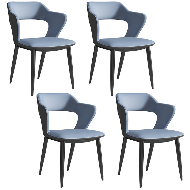Nordic Metal Dining Chairs with Arm Indoor Open Back Dining Side Chair Blue 4 Piece Set Clearhalo ' kitchen&dining_furn' 'Dining Chairs' 'Dining Tables & Seating' 'dining_chair' 'furn' 'furn_dining_chair' 'Furniture' 'furniture_dining_chair' 'Kitchen & Dining Furniture' 'kitchen' 3540128