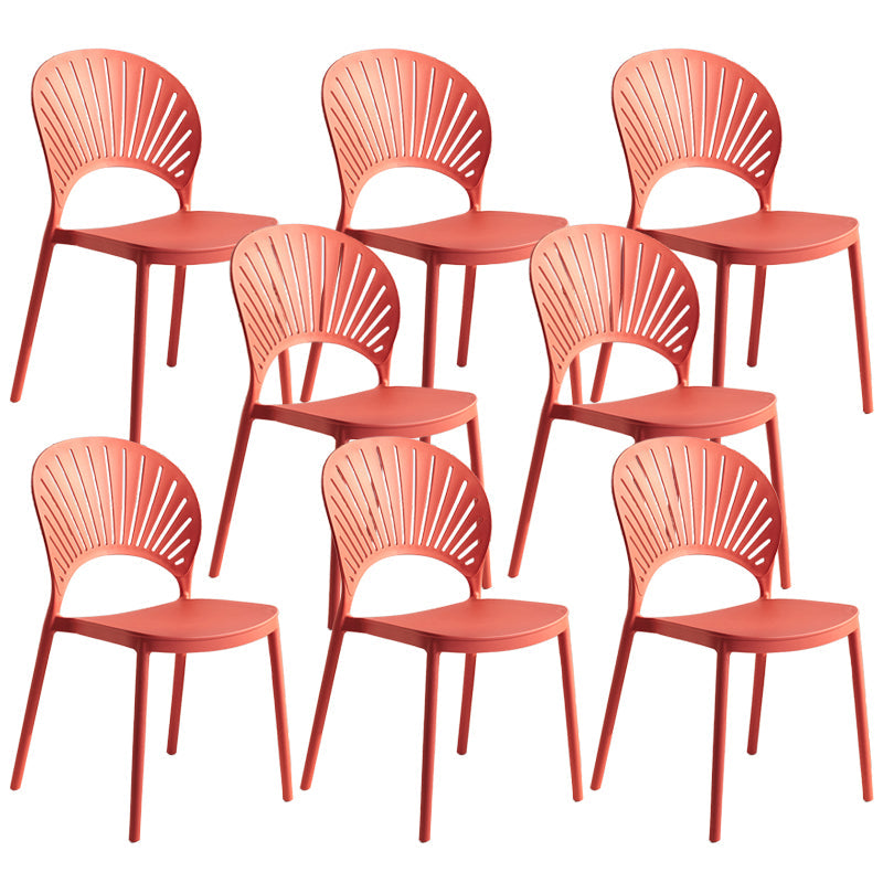 Modern Plastic Windsor Back Side Chair 33"H Dining Chair for Restaurant Light Red 8 Piece Set Clearhalo ' kitchen&dining_furn' 'Dining Chairs' 'Dining Tables & Seating' 'dining_chair' 'furn' 'furn_dining_chair' 'Furniture' 'furniture_dining_chair' 'Kitchen & Dining Furniture' 'kitchen' 3540132
