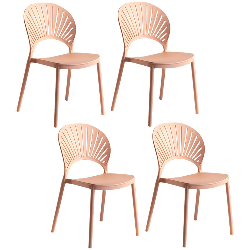 Modern Plastic Windsor Back Side Chair 33"H Dining Chair for Restaurant Pink 4 Piece Set Clearhalo ' kitchen&dining_furn' 'Dining Chairs' 'Dining Tables & Seating' 'dining_chair' 'furn' 'furn_dining_chair' 'Furniture' 'furniture_dining_chair' 'Kitchen & Dining Furniture' 'kitchen' 3540138