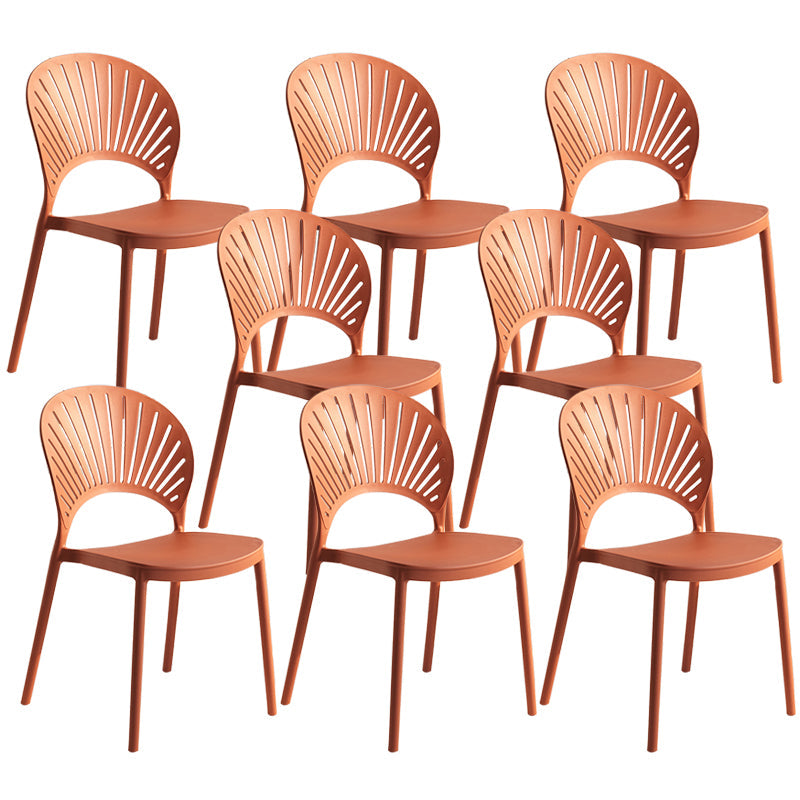 Modern Plastic Windsor Back Side Chair 33"H Dining Chair for Restaurant Red Brown 8 Piece Set Clearhalo ' kitchen&dining_furn' 'Dining Chairs' 'Dining Tables & Seating' 'dining_chair' 'furn' 'furn_dining_chair' 'Furniture' 'furniture_dining_chair' 'Kitchen & Dining Furniture' 'kitchen' 3540167