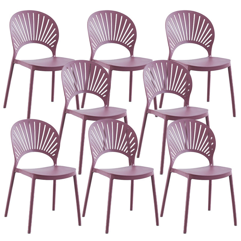 Modern Plastic Windsor Back Side Chair 33"H Dining Chair for Restaurant Purple 8 Piece Set Clearhalo ' kitchen&dining_furn' 'Dining Chairs' 'Dining Tables & Seating' 'dining_chair' 'furn' 'furn_dining_chair' 'Furniture' 'furniture_dining_chair' 'Kitchen & Dining Furniture' 'kitchen' 3540173