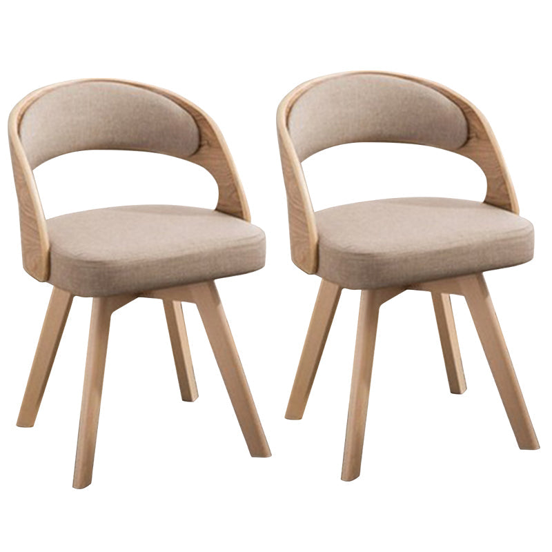 Contemporary Swivel Side Dining Room Chair Open Back Chair for Home Use Beige Fabric 2 Piece Set Clearhalo ' kitchen&dining_furn' 'Dining Chairs' 'Dining Tables & Seating' 'dining_chair' 'furn' 'furn_dining_chair' 'Furniture' 'furniture_dining_chair' 'Kitchen & Dining Furniture' 'kitchen' 3540176