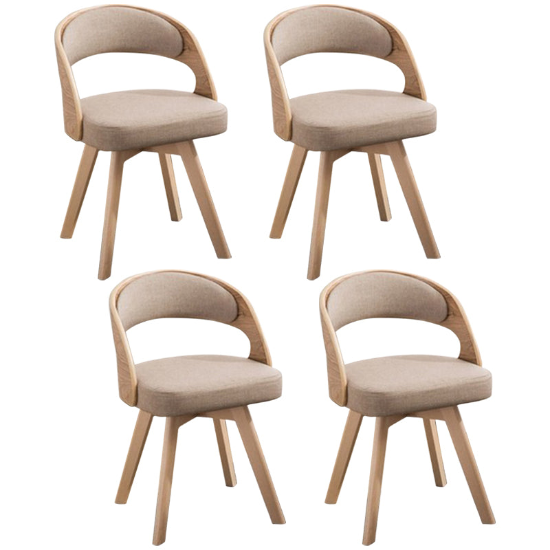 Contemporary Swivel Side Dining Room Chair Open Back Chair for Home Use Beige Fabric 4 Piece Set Clearhalo ' kitchen&dining_furn' 'Dining Chairs' 'Dining Tables & Seating' 'dining_chair' 'furn' 'furn_dining_chair' 'Furniture' 'furniture_dining_chair' 'Kitchen & Dining Furniture' 'kitchen' 3540179