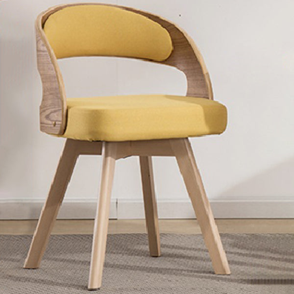 Contemporary Swivel Side Dining Room Chair Open Back Chair for Home Use Yellow Fabric 1 Piece Clearhalo ' kitchen&dining_furn' 'Dining Chairs' 'Dining Tables & Seating' 'dining_chair' 'furn' 'furn_dining_chair' 'Furniture' 'furniture_dining_chair' 'Kitchen & Dining Furniture' 'kitchen' 3540186