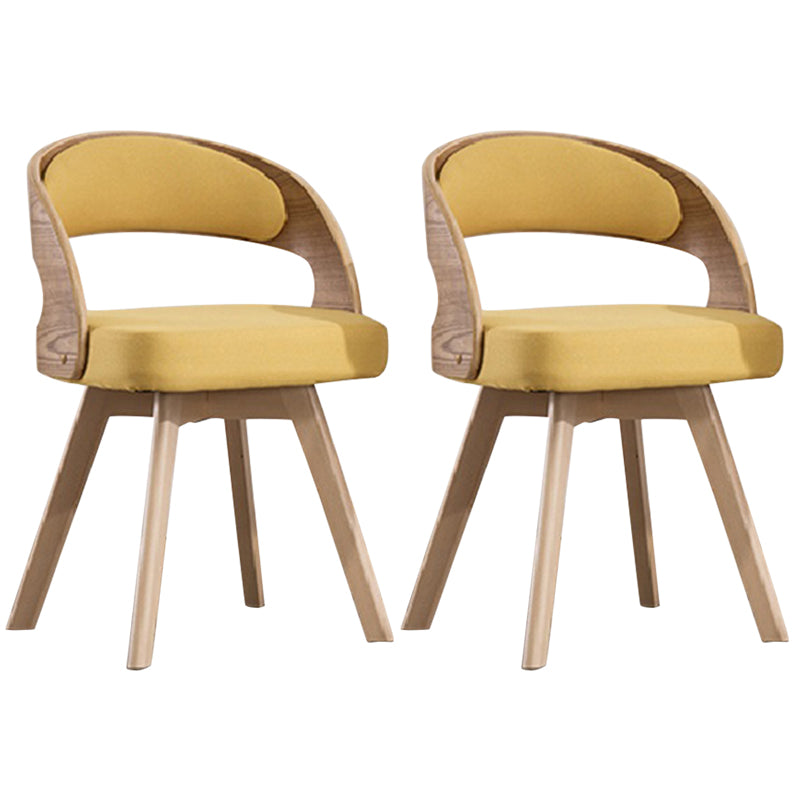 Contemporary Swivel Side Dining Room Chair Open Back Chair for Home Use Yellow Fabric 2 Piece Set Clearhalo ' kitchen&dining_furn' 'Dining Chairs' 'Dining Tables & Seating' 'dining_chair' 'furn' 'furn_dining_chair' 'Furniture' 'furniture_dining_chair' 'Kitchen & Dining Furniture' 'kitchen' 3540188