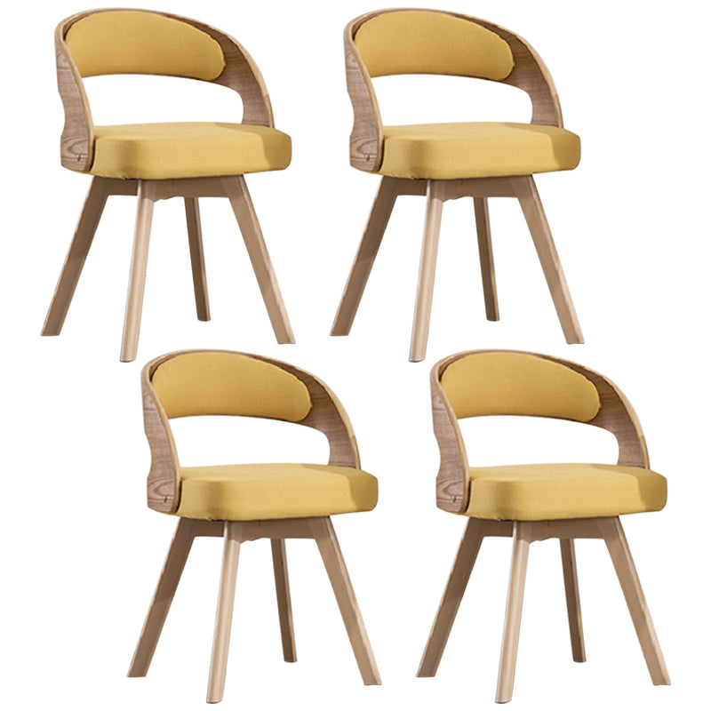 Contemporary Swivel Side Dining Room Chair Open Back Chair for Home Use Yellow Fabric 4 Piece Set Clearhalo ' kitchen&dining_furn' 'Dining Chairs' 'Dining Tables & Seating' 'dining_chair' 'furn' 'furn_dining_chair' 'Furniture' 'furniture_dining_chair' 'Kitchen & Dining Furniture' 'kitchen' 3540190