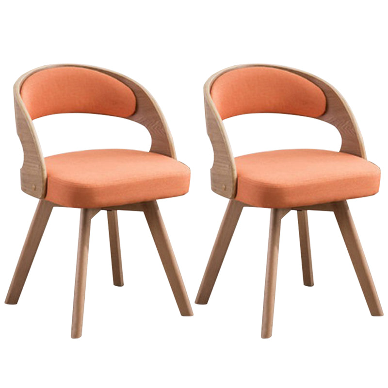 Contemporary Swivel Side Dining Room Chair Open Back Chair for Home Use Orange Fabric 2 Piece Set Clearhalo ' kitchen&dining_furn' 'Dining Chairs' 'Dining Tables & Seating' 'dining_chair' 'furn' 'furn_dining_chair' 'Furniture' 'furniture_dining_chair' 'Kitchen & Dining Furniture' 'kitchen' 3540194