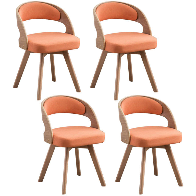 Contemporary Swivel Side Dining Room Chair Open Back Chair for Home Use Orange Fabric 4 Piece Set Clearhalo ' kitchen&dining_furn' 'Dining Chairs' 'Dining Tables & Seating' 'dining_chair' 'furn' 'furn_dining_chair' 'Furniture' 'furniture_dining_chair' 'Kitchen & Dining Furniture' 'kitchen' 3540197