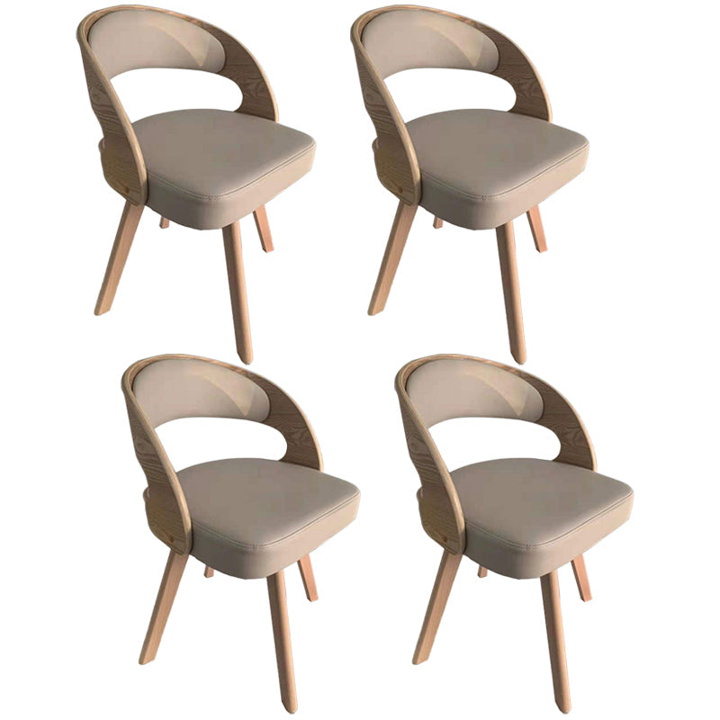 Contemporary Swivel Side Dining Room Chair Open Back Chair for Home Use Beige Faux Leather 4 Piece Set Clearhalo ' kitchen&dining_furn' 'Dining Chairs' 'Dining Tables & Seating' 'dining_chair' 'furn' 'furn_dining_chair' 'Furniture' 'furniture_dining_chair' 'Kitchen & Dining Furniture' 'kitchen' 3540209