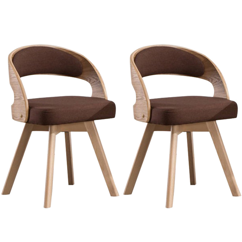 Contemporary Swivel Side Dining Room Chair Open Back Chair for Home Use Brown Fabric 2 Piece Set Clearhalo ' kitchen&dining_furn' 'Dining Chairs' 'Dining Tables & Seating' 'dining_chair' 'furn' 'furn_dining_chair' 'Furniture' 'furniture_dining_chair' 'Kitchen & Dining Furniture' 'kitchen' 3540211