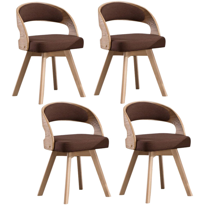 Contemporary Swivel Side Dining Room Chair Open Back Chair for Home Use Brown Fabric 4 Piece Set Clearhalo ' kitchen&dining_furn' 'Dining Chairs' 'Dining Tables & Seating' 'dining_chair' 'furn' 'furn_dining_chair' 'Furniture' 'furniture_dining_chair' 'Kitchen & Dining Furniture' 'kitchen' 3540212