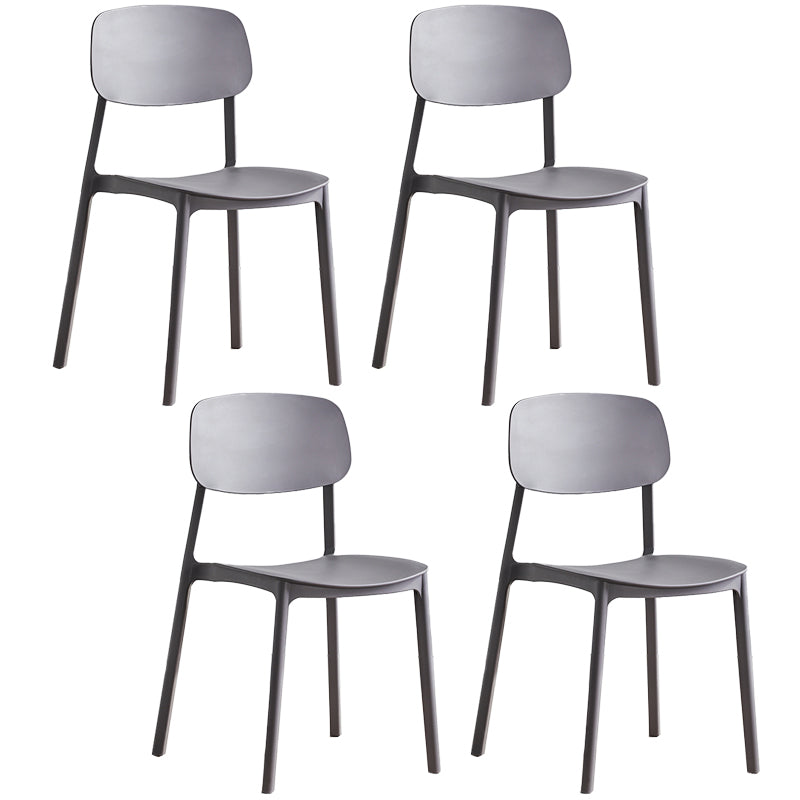 Minimalist Style Stackable Plastic Side Chair Colorful Armless Dining Chairs for Home Use Grey 4 Piece Set Clearhalo ' kitchen&dining_furn' 'Dining Chairs' 'Dining Tables & Seating' 'dining_chair' 'furn' 'furn_dining_chair' 'Furniture' 'furniture_dining_chair' 'Kitchen & Dining Furniture' 'kitchen' 3540216