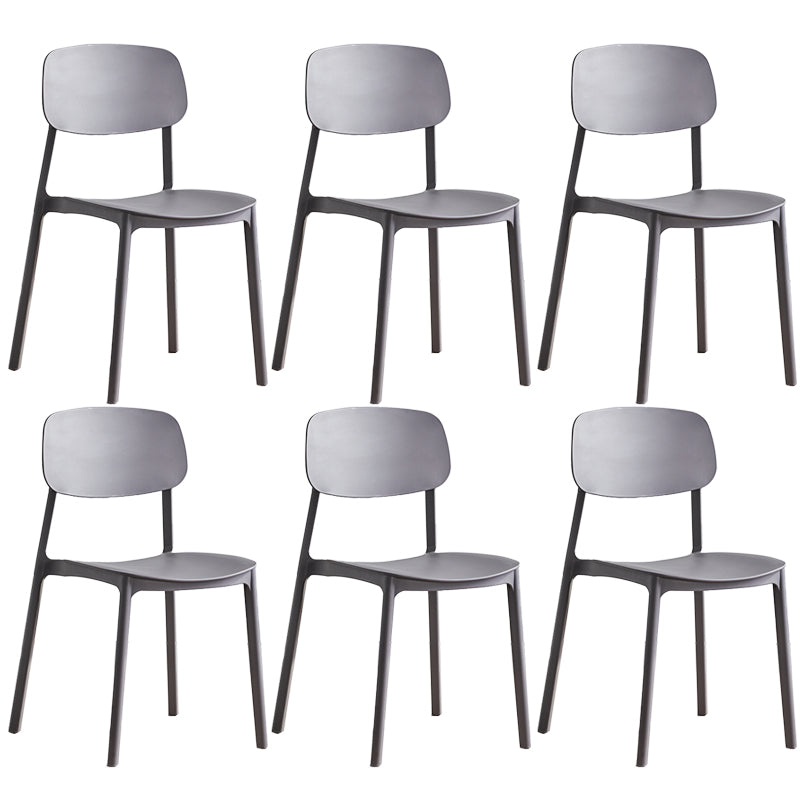 Minimalist Style Stackable Plastic Side Chair Colorful Armless Dining Chairs for Home Use Grey 6 Piece Set Clearhalo ' kitchen&dining_furn' 'Dining Chairs' 'Dining Tables & Seating' 'dining_chair' 'furn' 'furn_dining_chair' 'Furniture' 'furniture_dining_chair' 'Kitchen & Dining Furniture' 'kitchen' 3540218