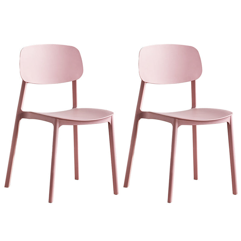 Minimalist Style Stackable Plastic Side Chair Colorful Armless Dining Chairs for Home Use Pink 2 Piece Set Clearhalo ' kitchen&dining_furn' 'Dining Chairs' 'Dining Tables & Seating' 'dining_chair' 'furn' 'furn_dining_chair' 'Furniture' 'furniture_dining_chair' 'Kitchen & Dining Furniture' 'kitchen' 3540219