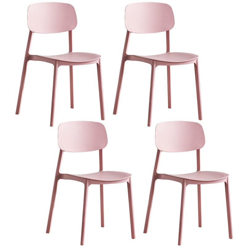 Minimalist Style Stackable Plastic Side Chair Colorful Armless Dining Chairs for Home Use Pink 4 Piece Set Clearhalo ' kitchen&dining_furn' 'Dining Chairs' 'Dining Tables & Seating' 'dining_chair' 'furn' 'furn_dining_chair' 'Furniture' 'furniture_dining_chair' 'Kitchen & Dining Furniture' 'kitchen' 3540222