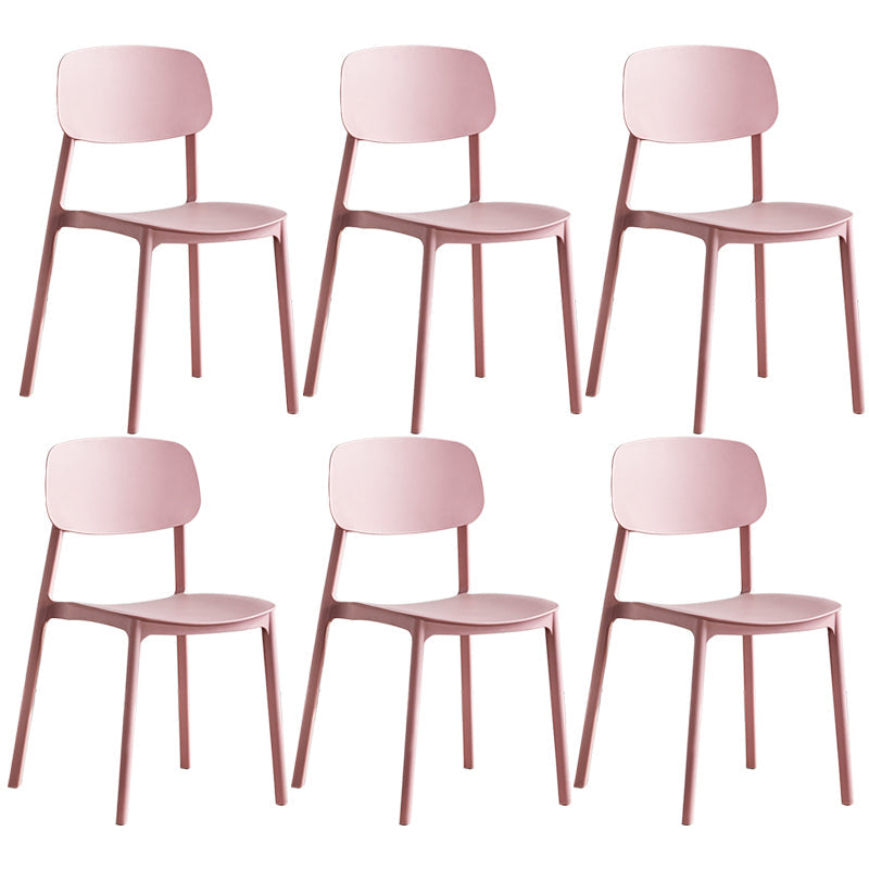 Minimalist Style Stackable Plastic Side Chair Colorful Armless Dining Chairs for Home Use Pink 6 Piece Set Clearhalo ' kitchen&dining_furn' 'Dining Chairs' 'Dining Tables & Seating' 'dining_chair' 'furn' 'furn_dining_chair' 'Furniture' 'furniture_dining_chair' 'Kitchen & Dining Furniture' 'kitchen' 3540223