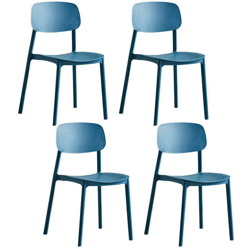 Minimalist Style Stackable Plastic Side Chair Colorful Armless Dining Chairs for Home Use Peacock Blue 4 Piece Set Clearhalo ' kitchen&dining_furn' 'Dining Chairs' 'Dining Tables & Seating' 'dining_chair' 'furn' 'furn_dining_chair' 'Furniture' 'furniture_dining_chair' 'Kitchen & Dining Furniture' 'kitchen' 3540227