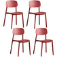 Minimalist Style Stackable Plastic Side Chair Colorful Armless Dining Chairs for Home Use Red 4 Piece Set Clearhalo ' kitchen&dining_furn' 'Dining Chairs' 'Dining Tables & Seating' 'dining_chair' 'furn' 'furn_dining_chair' 'Furniture' 'furniture_dining_chair' 'Kitchen & Dining Furniture' 'kitchen' 3540233