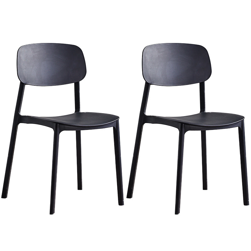 Minimalist Style Stackable Plastic Side Chair Colorful Armless Dining Chairs for Home Use Black 2 Piece Set Clearhalo ' kitchen&dining_furn' 'Dining Chairs' 'Dining Tables & Seating' 'dining_chair' 'furn' 'furn_dining_chair' 'Furniture' 'furniture_dining_chair' 'Kitchen & Dining Furniture' 'kitchen' 3540238