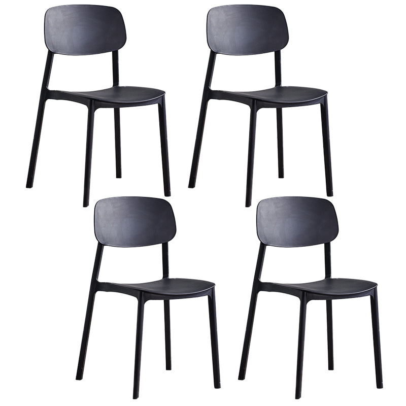 Minimalist Style Stackable Plastic Side Chair Colorful Armless Dining Chairs for Home Use Black 4 Piece Set Clearhalo ' kitchen&dining_furn' 'Dining Chairs' 'Dining Tables & Seating' 'dining_chair' 'furn' 'furn_dining_chair' 'Furniture' 'furniture_dining_chair' 'Kitchen & Dining Furniture' 'kitchen' 3540240