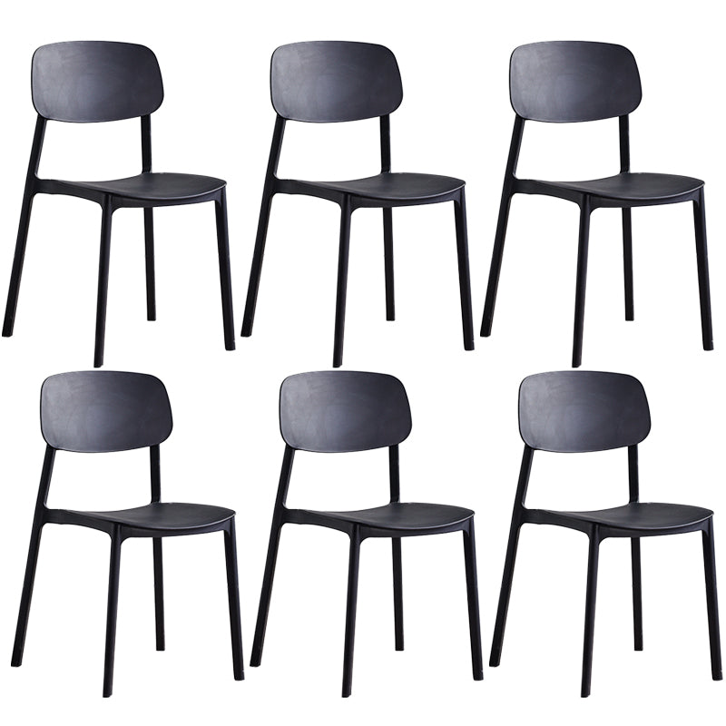 Minimalist Style Stackable Plastic Side Chair Colorful Armless Dining Chairs for Home Use Black 6 Piece Set Clearhalo ' kitchen&dining_furn' 'Dining Chairs' 'Dining Tables & Seating' 'dining_chair' 'furn' 'furn_dining_chair' 'Furniture' 'furniture_dining_chair' 'Kitchen & Dining Furniture' 'kitchen' 3540241