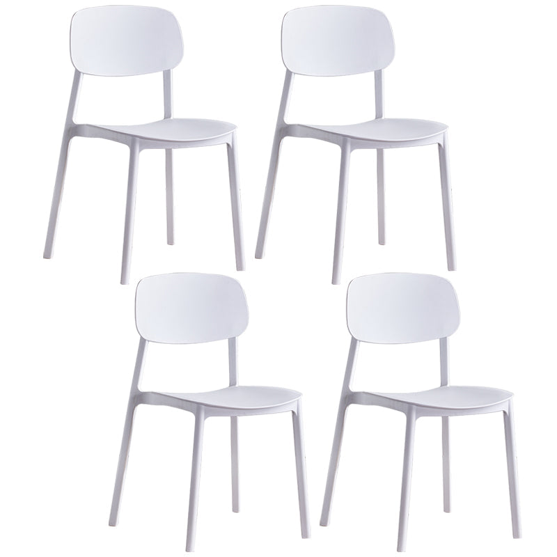 Minimalist Style Stackable Plastic Side Chair Colorful Armless Dining Chairs for Home Use White 4 Piece Set Clearhalo ' kitchen&dining_furn' 'Dining Chairs' 'Dining Tables & Seating' 'dining_chair' 'furn' 'furn_dining_chair' 'Furniture' 'furniture_dining_chair' 'Kitchen & Dining Furniture' 'kitchen' 3540243