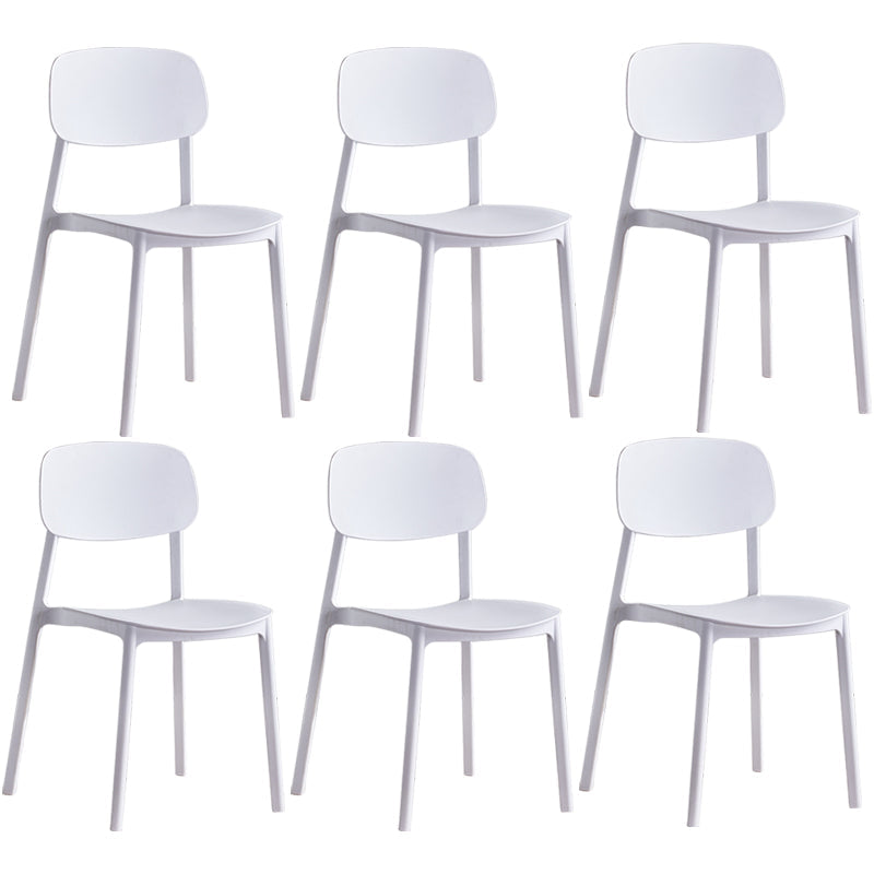 Minimalist Style Stackable Plastic Side Chair Colorful Armless Dining Chairs for Home Use White 6 Piece Set Clearhalo ' kitchen&dining_furn' 'Dining Chairs' 'Dining Tables & Seating' 'dining_chair' 'furn' 'furn_dining_chair' 'Furniture' 'furniture_dining_chair' 'Kitchen & Dining Furniture' 'kitchen' 3540244