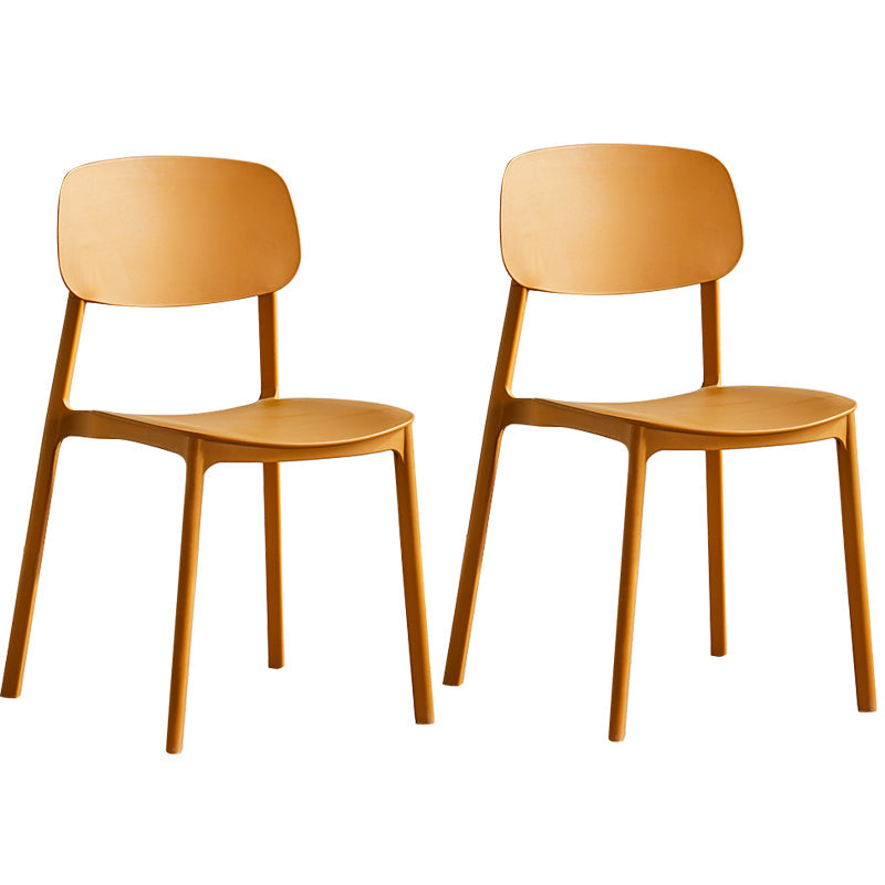 Minimalist Style Stackable Plastic Side Chair Colorful Armless Dining Chairs for Home Use Yellow 2 Piece Set Clearhalo ' kitchen&dining_furn' 'Dining Chairs' 'Dining Tables & Seating' 'dining_chair' 'furn' 'furn_dining_chair' 'Furniture' 'furniture_dining_chair' 'Kitchen & Dining Furniture' 'kitchen' 3540245
