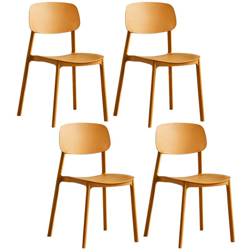 Minimalist Style Stackable Plastic Side Chair Colorful Armless Dining Chairs for Home Use Yellow 4 Piece Set Clearhalo ' kitchen&dining_furn' 'Dining Chairs' 'Dining Tables & Seating' 'dining_chair' 'furn' 'furn_dining_chair' 'Furniture' 'furniture_dining_chair' 'Kitchen & Dining Furniture' 'kitchen' 3540246