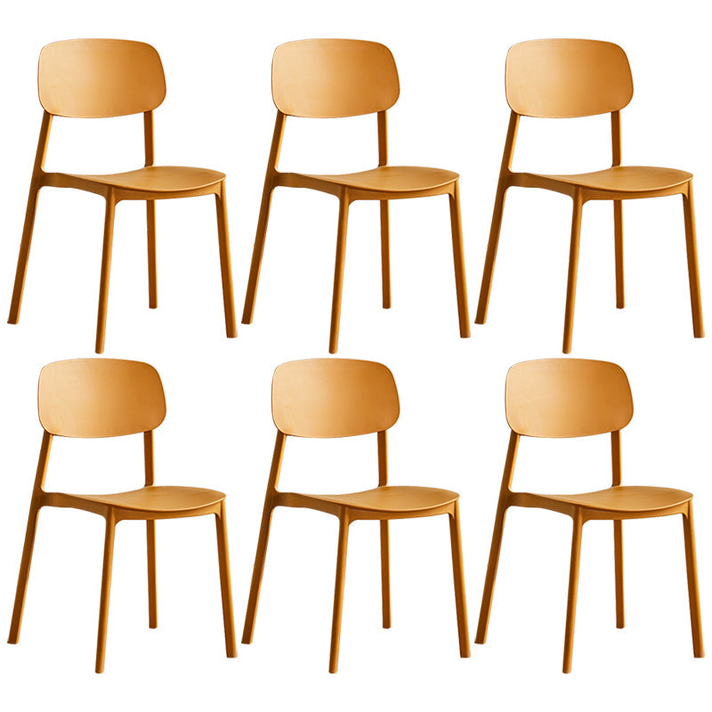 Minimalist Style Stackable Plastic Side Chair Colorful Armless Dining Chairs for Home Use Yellow 6 Piece Set Clearhalo ' kitchen&dining_furn' 'Dining Chairs' 'Dining Tables & Seating' 'dining_chair' 'furn' 'furn_dining_chair' 'Furniture' 'furniture_dining_chair' 'Kitchen & Dining Furniture' 'kitchen' 3540247