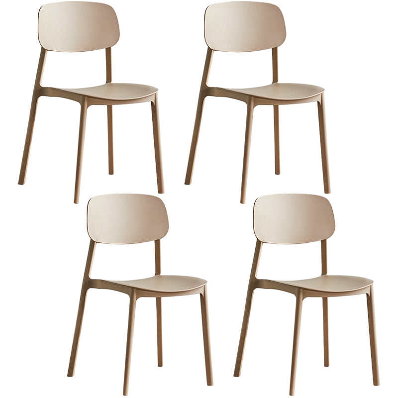 Minimalist Style Stackable Plastic Side Chair Colorful Armless Dining Chairs for Home Use Camel 4 Piece Set Clearhalo ' kitchen&dining_furn' 'Dining Chairs' 'Dining Tables & Seating' 'dining_chair' 'furn' 'furn_dining_chair' 'Furniture' 'furniture_dining_chair' 'Kitchen & Dining Furniture' 'kitchen' 3540249