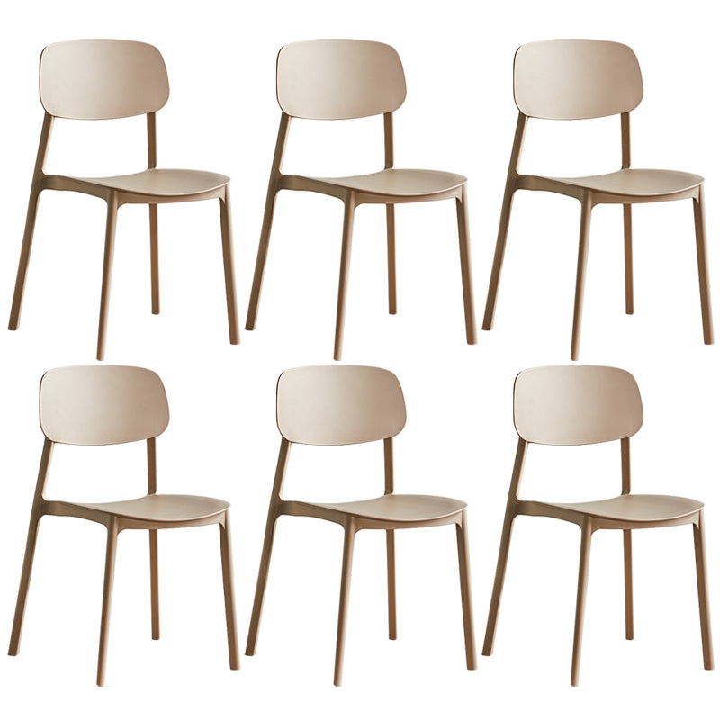 Minimalist Style Stackable Plastic Side Chair Colorful Armless Dining Chairs for Home Use Camel 6 Piece Set Clearhalo ' kitchen&dining_furn' 'Dining Chairs' 'Dining Tables & Seating' 'dining_chair' 'furn' 'furn_dining_chair' 'Furniture' 'furniture_dining_chair' 'Kitchen & Dining Furniture' 'kitchen' 3540250
