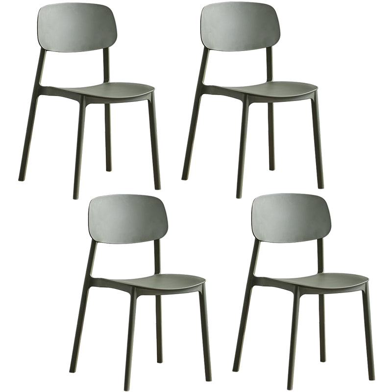 Minimalist Style Stackable Plastic Side Chair Colorful Armless Dining Chairs for Home Use Green 4 Piece Set Clearhalo ' kitchen&dining_furn' 'Dining Chairs' 'Dining Tables & Seating' 'dining_chair' 'furn' 'furn_dining_chair' 'Furniture' 'furniture_dining_chair' 'Kitchen & Dining Furniture' 'kitchen' 3540252