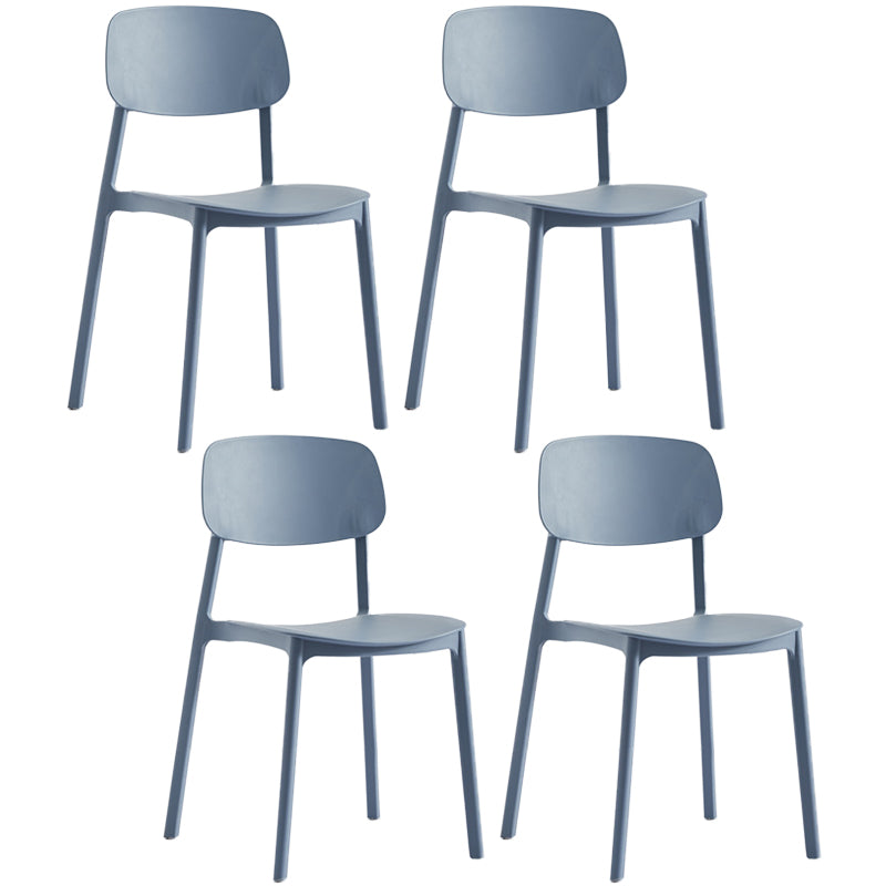Minimalist Style Stackable Plastic Side Chair Colorful Armless Dining Chairs for Home Use Gray Blue 4 Piece Set Clearhalo ' kitchen&dining_furn' 'Dining Chairs' 'Dining Tables & Seating' 'dining_chair' 'furn' 'furn_dining_chair' 'Furniture' 'furniture_dining_chair' 'Kitchen & Dining Furniture' 'kitchen' 3540255