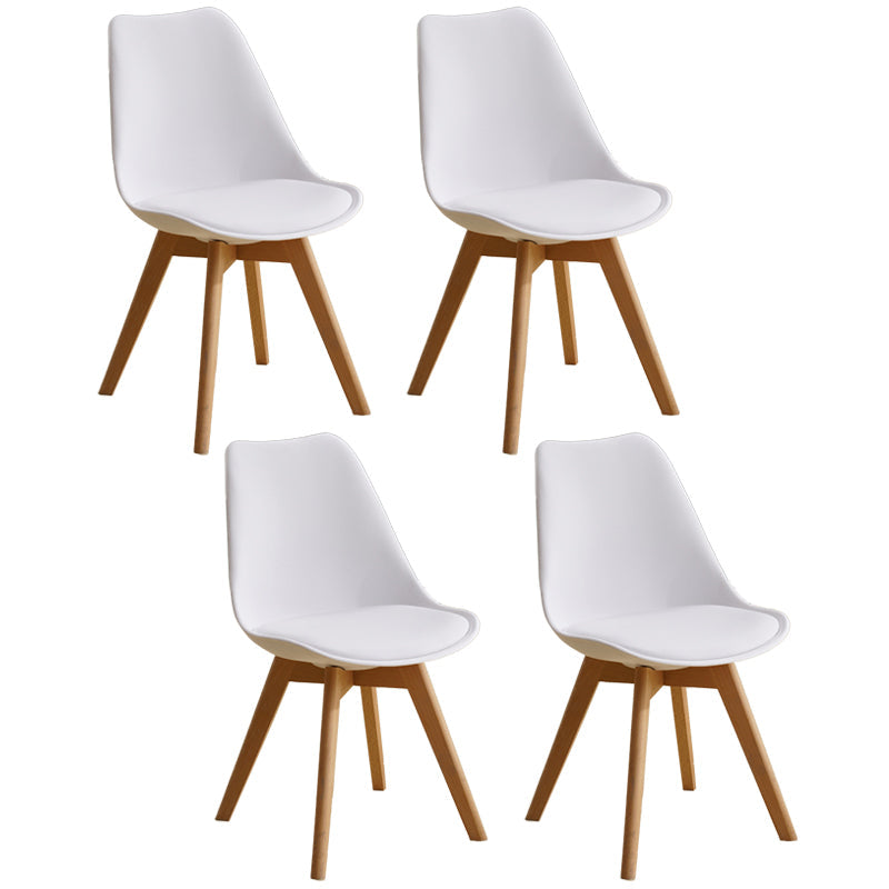 Scandinavian Restaurant Wood Side Chair Colorful Solid Back Dining Chair White Set of 4 Clearhalo ' kitchen&dining_furn' 'Dining Chairs' 'Dining Tables & Seating' 'dining_chair' 'Furniture' 'furniture_dining_chair' 'Kitchen & Dining Furniture' 'kitchen' 3540266