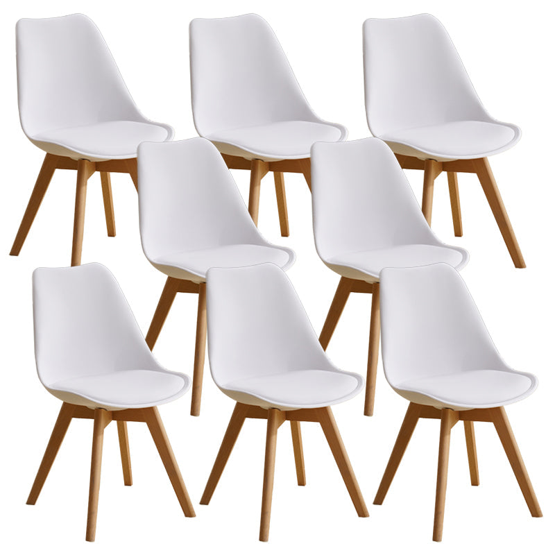 Scandinavian Restaurant Wood Side Chair Colorful Solid Back Dining Chair White Set of 8 Clearhalo ' kitchen&dining_furn' 'Dining Chairs' 'Dining Tables & Seating' 'dining_chair' 'Furniture' 'furniture_dining_chair' 'Kitchen & Dining Furniture' 'kitchen' 3540267