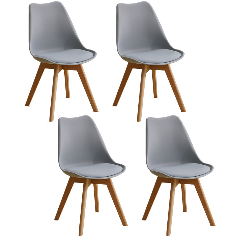 Scandinavian Restaurant Wood Side Chair Colorful Solid Back Dining Chair Grey Set of 4 Clearhalo ' kitchen&dining_furn' 'Dining Chairs' 'Dining Tables & Seating' 'dining_chair' 'Furniture' 'furniture_dining_chair' 'Kitchen & Dining Furniture' 'kitchen' 3540273