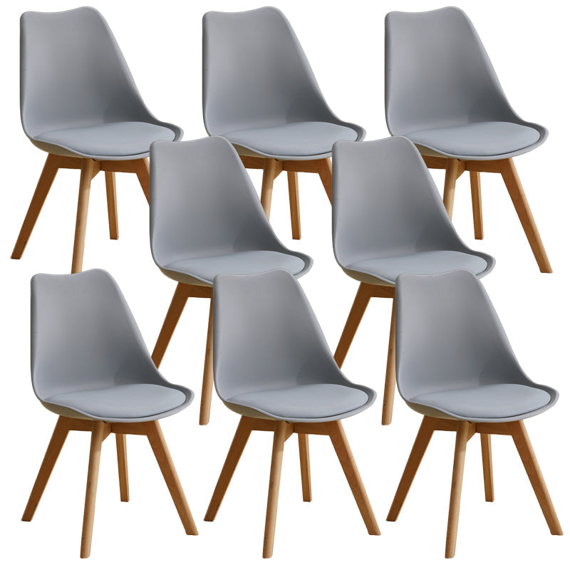 Scandinavian Restaurant Wood Side Chair Colorful Solid Back Dining Chair Grey Set of 8 Clearhalo ' kitchen&dining_furn' 'Dining Chairs' 'Dining Tables & Seating' 'dining_chair' 'Furniture' 'furniture_dining_chair' 'Kitchen & Dining Furniture' 'kitchen' 3540276
