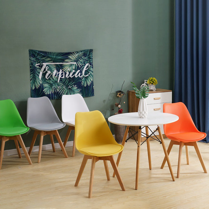Scandinavian Restaurant Wood Side Chair Colorful Solid Back Dining Chair Clearhalo ' kitchen&dining_furn' 'Dining Chairs' 'Dining Tables & Seating' 'dining_chair' 'Furniture' 'furniture_dining_chair' 'Kitchen & Dining Furniture' 'kitchen' 3540279
