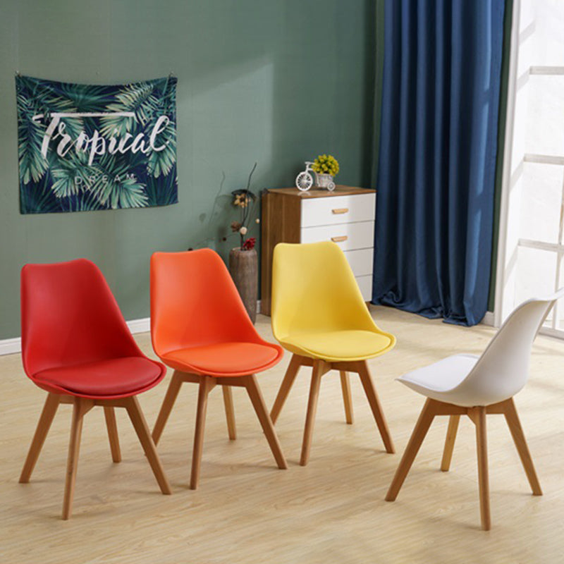 Scandinavian Restaurant Wood Side Chair Colorful Solid Back Dining Chair Clearhalo ' kitchen&dining_furn' 'Dining Chairs' 'Dining Tables & Seating' 'dining_chair' 'Furniture' 'furniture_dining_chair' 'Kitchen & Dining Furniture' 'kitchen' 3540281