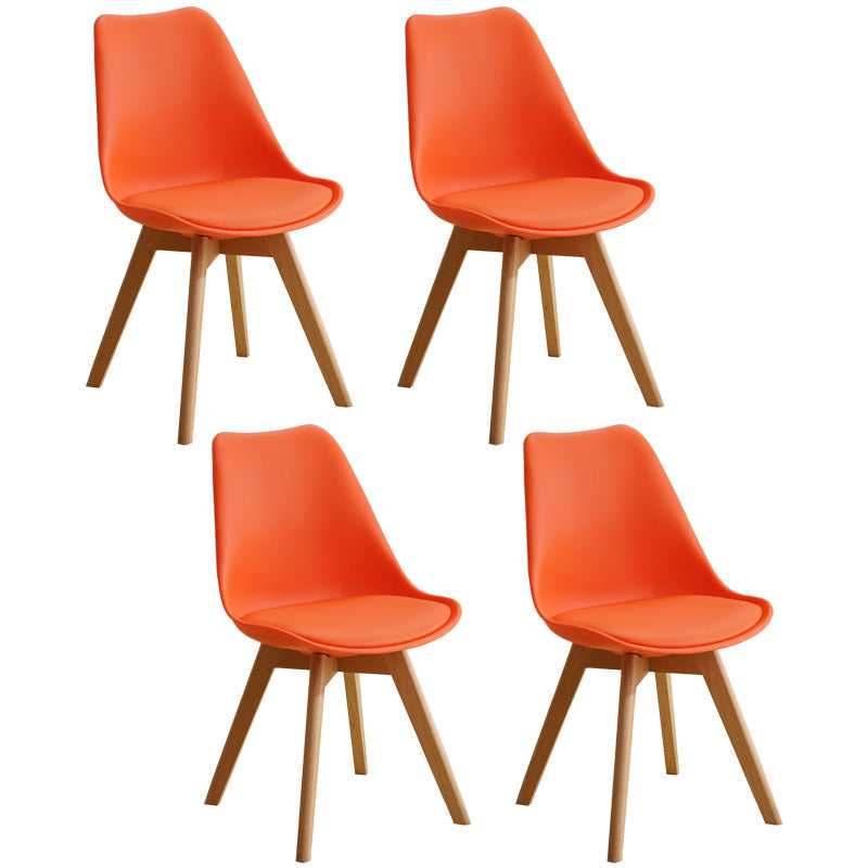 Scandinavian Restaurant Wood Side Chair Colorful Solid Back Dining Chair Orange Set of 4 Clearhalo ' kitchen&dining_furn' 'Dining Chairs' 'Dining Tables & Seating' 'dining_chair' 'Furniture' 'furniture_dining_chair' 'Kitchen & Dining Furniture' 'kitchen' 3540282