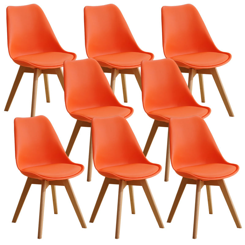 Scandinavian Restaurant Wood Side Chair Colorful Solid Back Dining Chair Orange Set of 8 Clearhalo ' kitchen&dining_furn' 'Dining Chairs' 'Dining Tables & Seating' 'dining_chair' 'Furniture' 'furniture_dining_chair' 'Kitchen & Dining Furniture' 'kitchen' 3540284